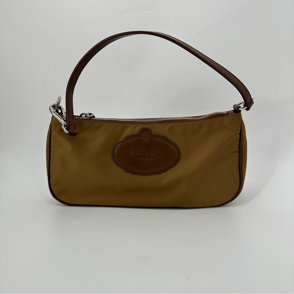 SALE!!!!!!Prada Vintage Mini Nylon Brown Logo Shoulder Bag - Picture 8 of 13